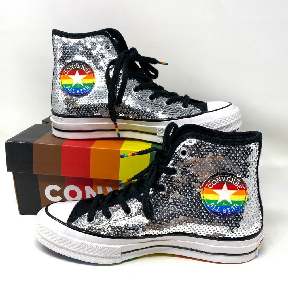 Converse CHUCK 70 High Sequins Multi Sneakers Women’s Size 167755C - Picture 5 of 9
